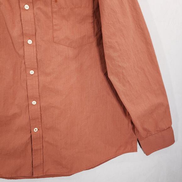 IZOD Shirt Men Extra Large Orange White Pinstripe Premium Essentials Button Down - Picture 4 of 11